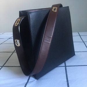 Black Vegan “Leather” Adjustable Square Purse